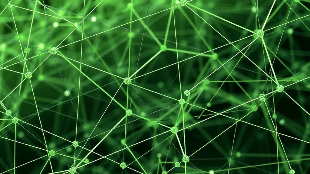 Abstract 3D render of interconnected green and wood-colored